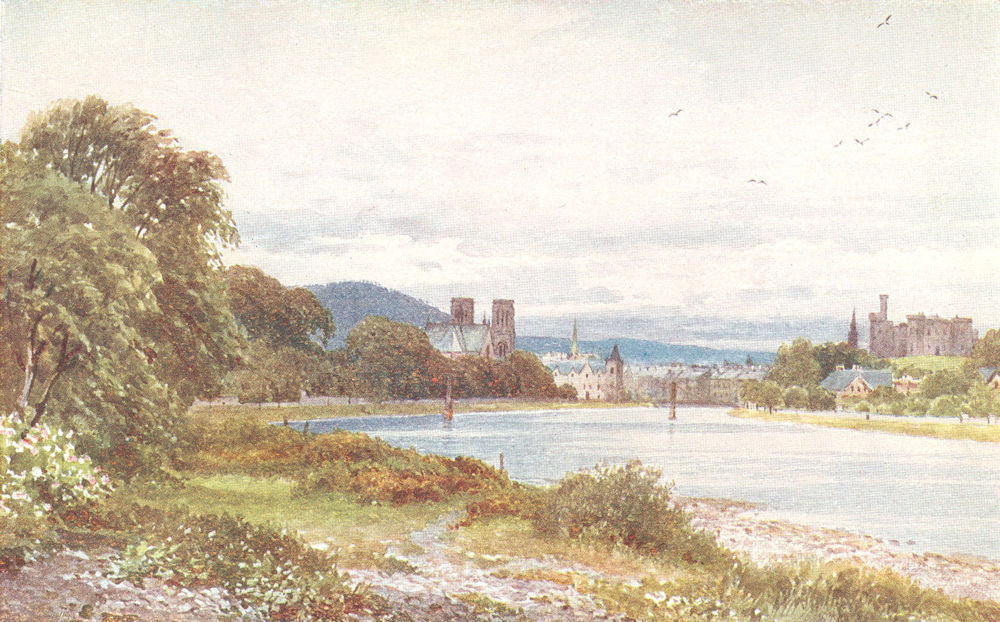 SCOTLAND. Inverness from near the Islands 1922 old antique print picture